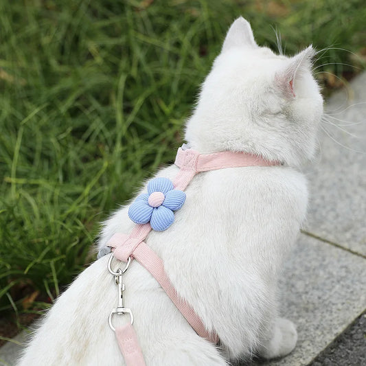Set de arnés y correa para gatos, arnés ajustable para perros pequeños, arnés transpirable para mascotas, ideal para paseos, correa resistente, accesorio para gatos y perros pequeños.