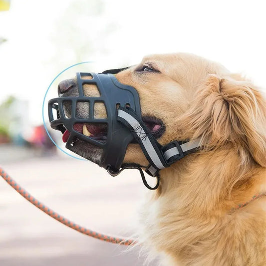 Bozal de silicona suave para perros, máscara anti-mordidas y anti-masticación, tipo canasta transpirable, duradera y resistente, accesorio para mascotas.