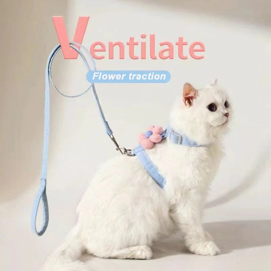 Set de arnés y correa para gatos, arnés ajustable para perros pequeños, arnés transpirable para mascotas, ideal para paseos, correa resistente, accesorio para gatos y perros pequeños.